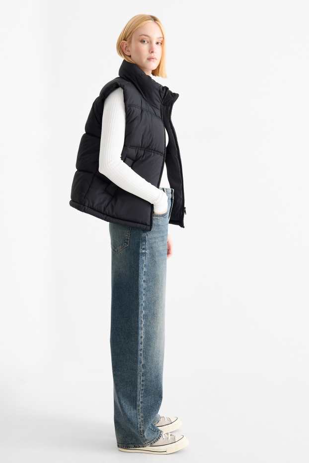 Femei - Balloon jeans - talie medie - denim-albastru gri