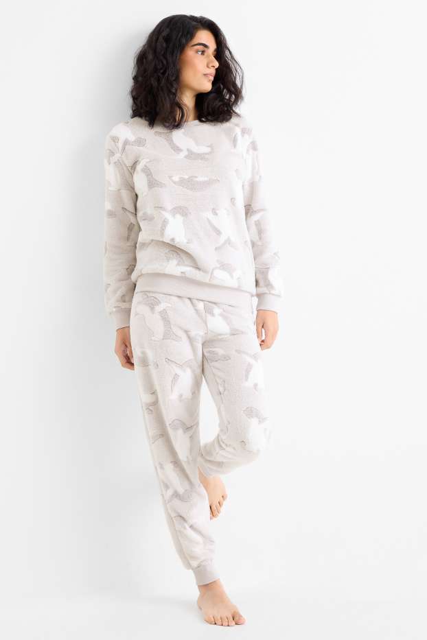 Femei - Pijama de iarnă - gri deschis