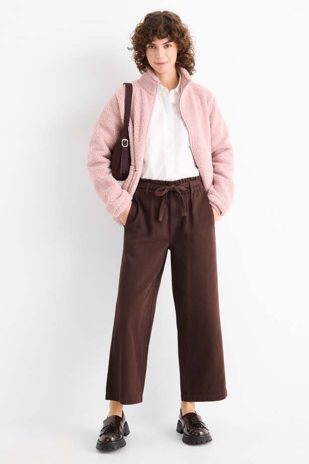 Damen - Stoffhose - High Waist - Barrel Leg - dunkelbraun