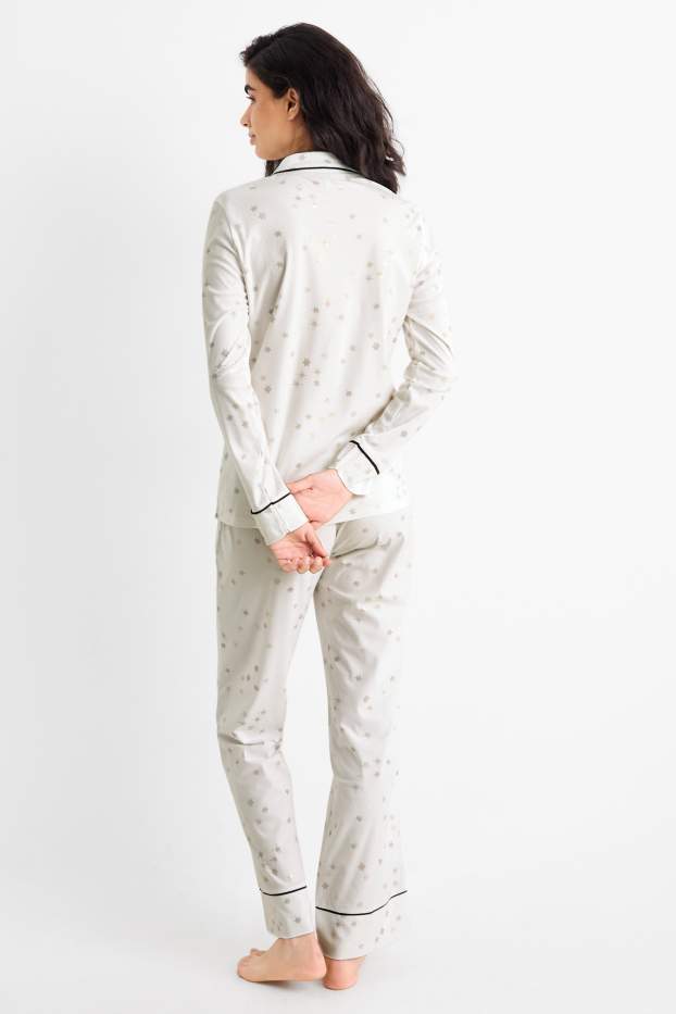 Femei - Set - pijama și mască de dormit - 3 piese - cu model - alb