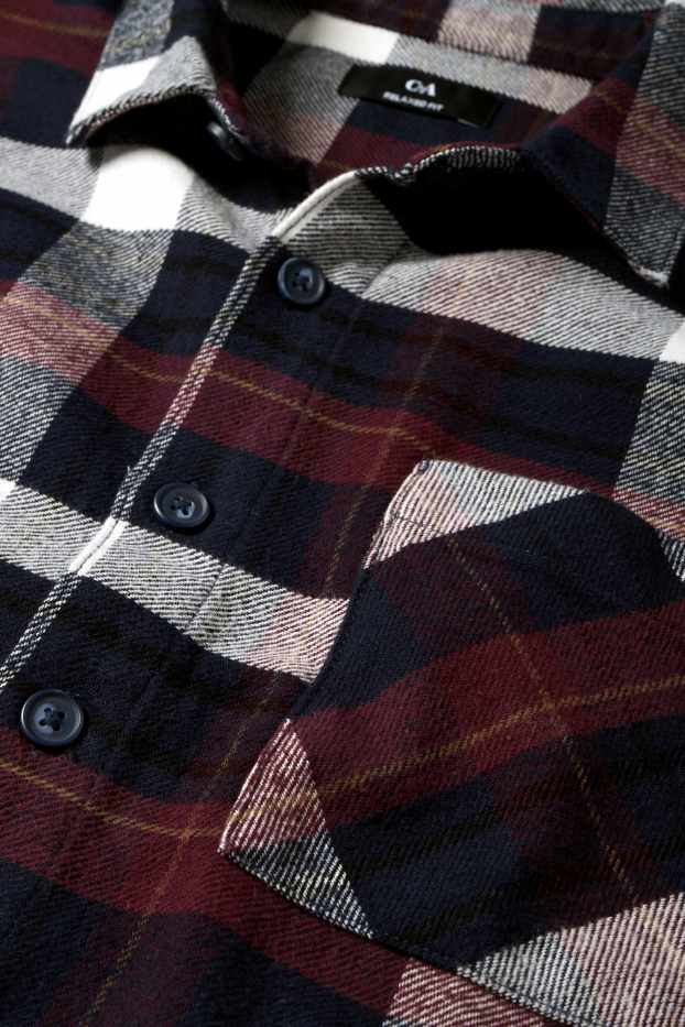 Bărbați - Cămașă din flanel - relaxed fit - guler Kent - în carouri - roșu / albastru închis