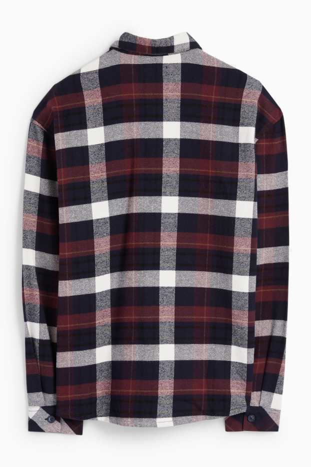 Bărbați - Cămașă din flanel - relaxed fit - guler Kent - în carouri - roșu / albastru închis