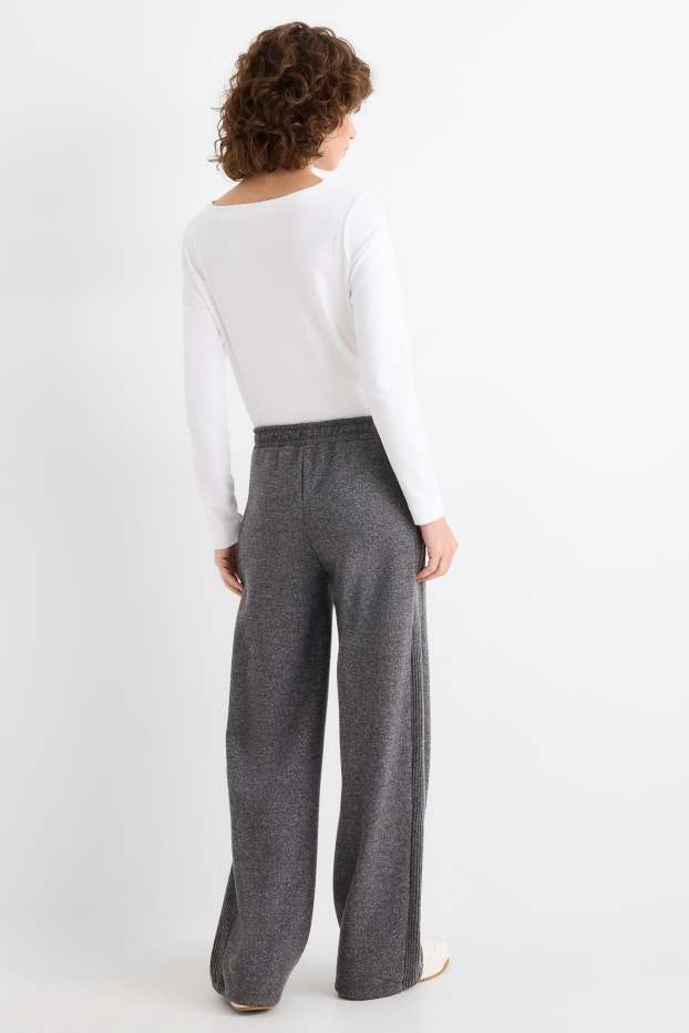 Femei - Pantaloni de trening din tricot - gri închis