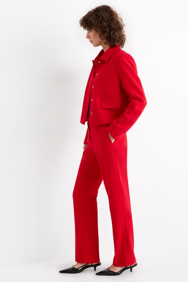 Femei - Pantaloni office - talie medie - regular fit - roșu