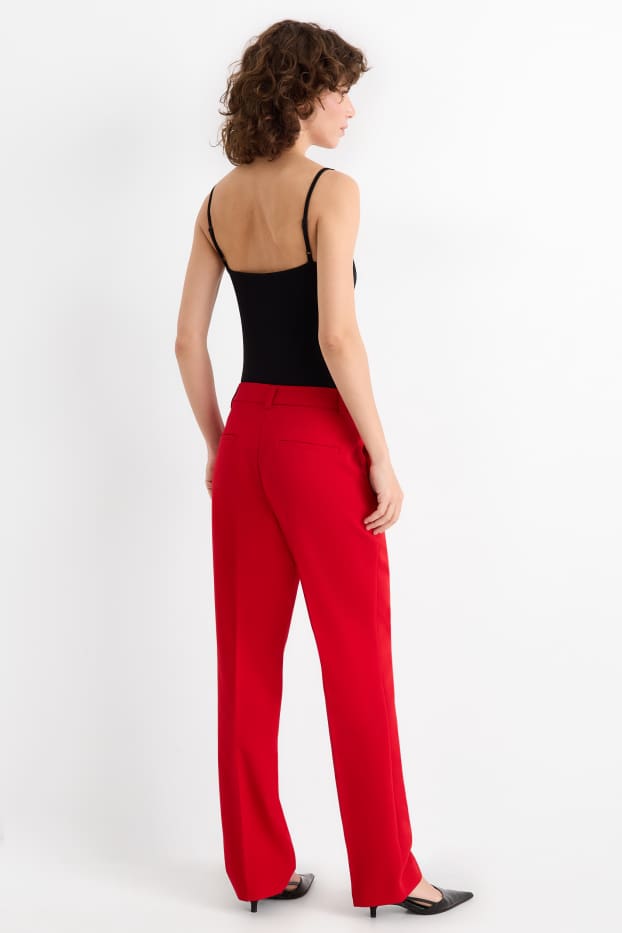 Femei - Pantaloni office - talie medie - regular fit - roșu