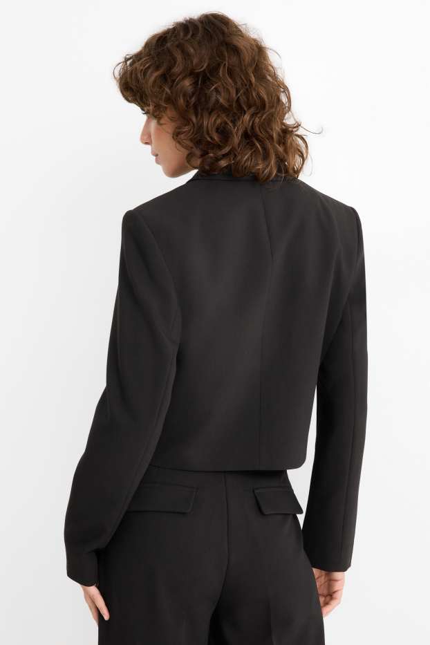 Femei - Blazer crop - cambrat - negru