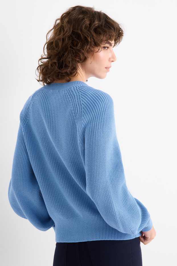 Dámské - Svetr - žebrovaný - světle modrá