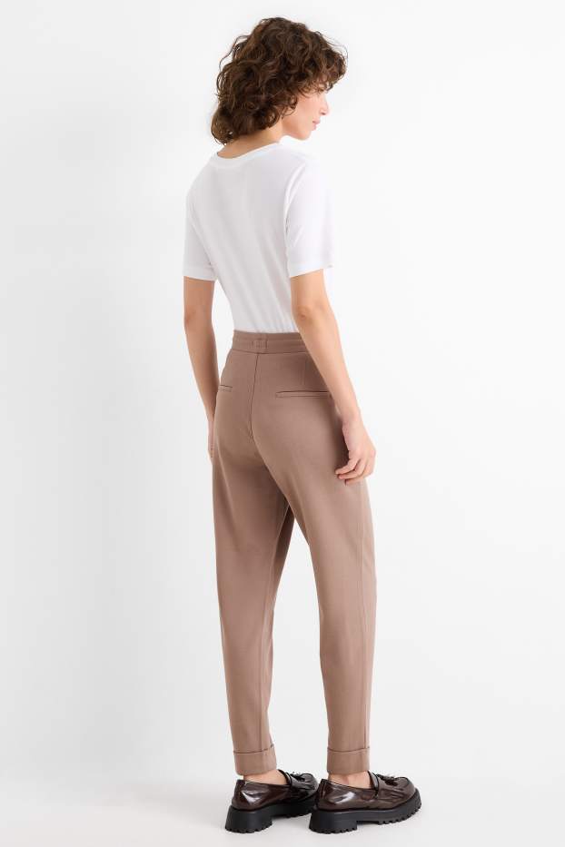 Damen - Jersey-Hose - Mid Waist - Tapered Fit - hellbraun
