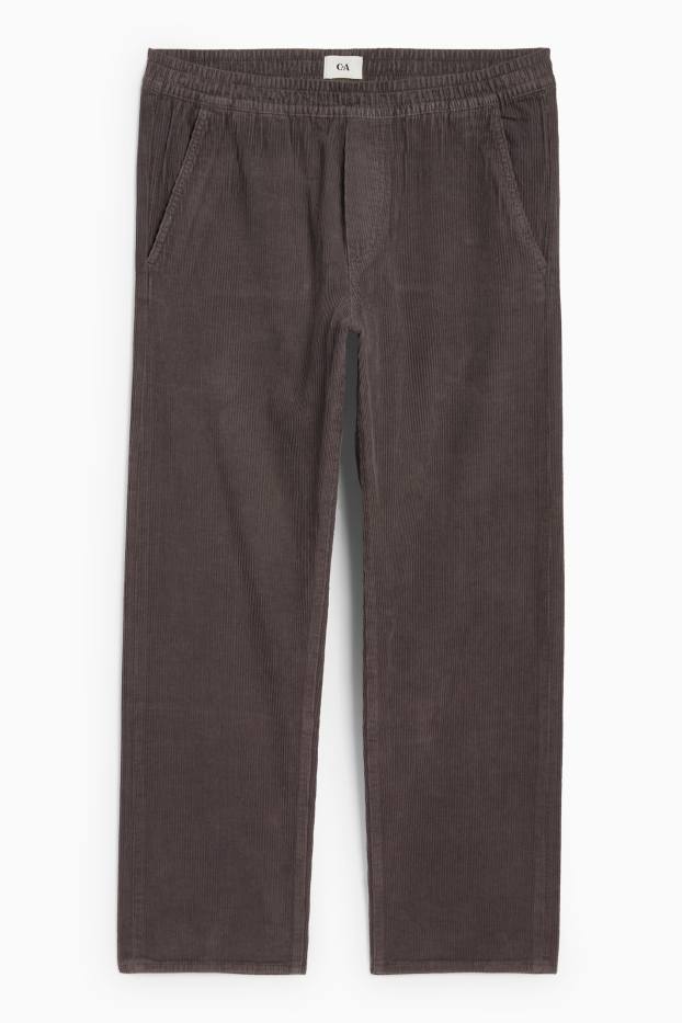 Bărbați - Pantaloni din catifea reiată - relaxed fit - gri