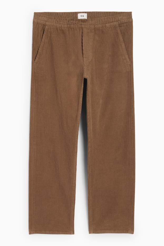 Bărbați - Pantaloni din catifea reiată - relaxed fit - maro