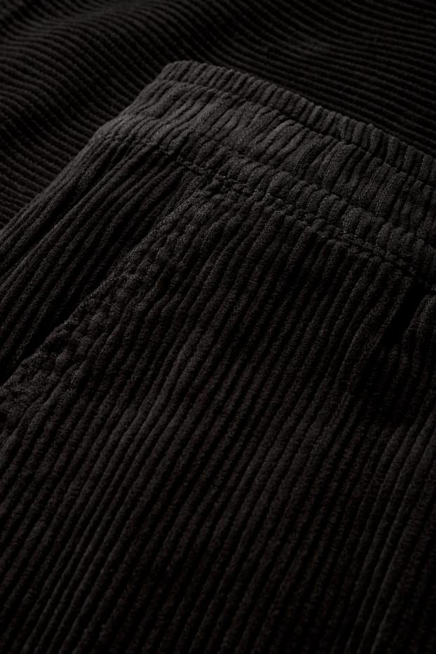 Bărbați - Pantaloni din catifea reiată - relaxed fit - negru