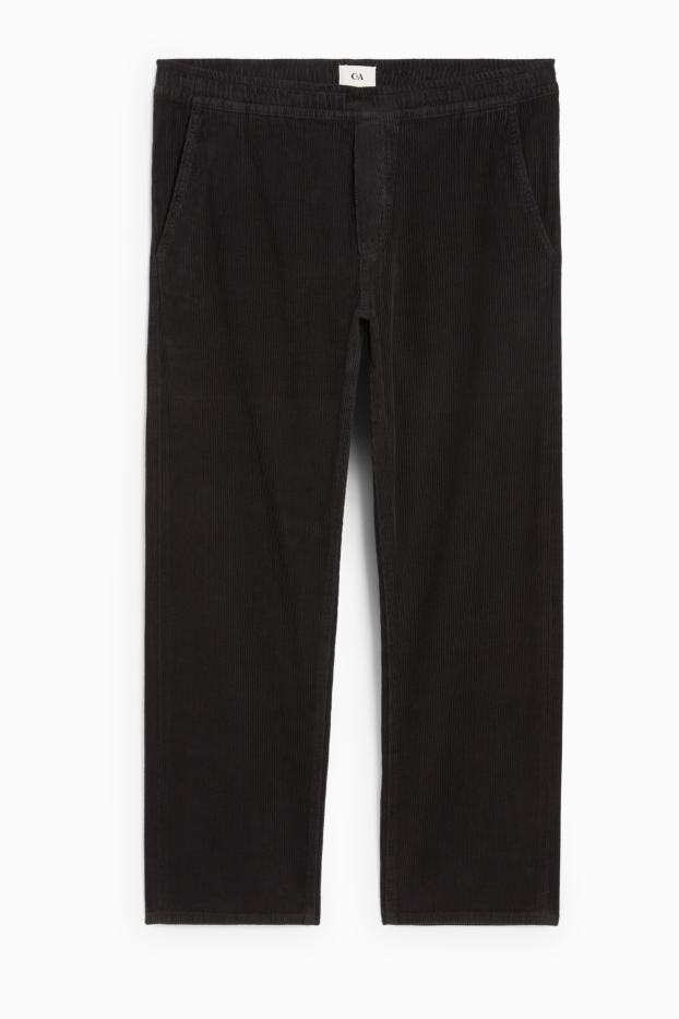 Bărbați - Pantaloni din catifea reiată - relaxed fit - negru