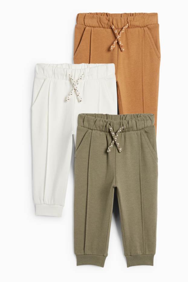 Bebeluși - băieți - Multipack 3 perechi - pantaloni de trening bebeluși - alb / verde