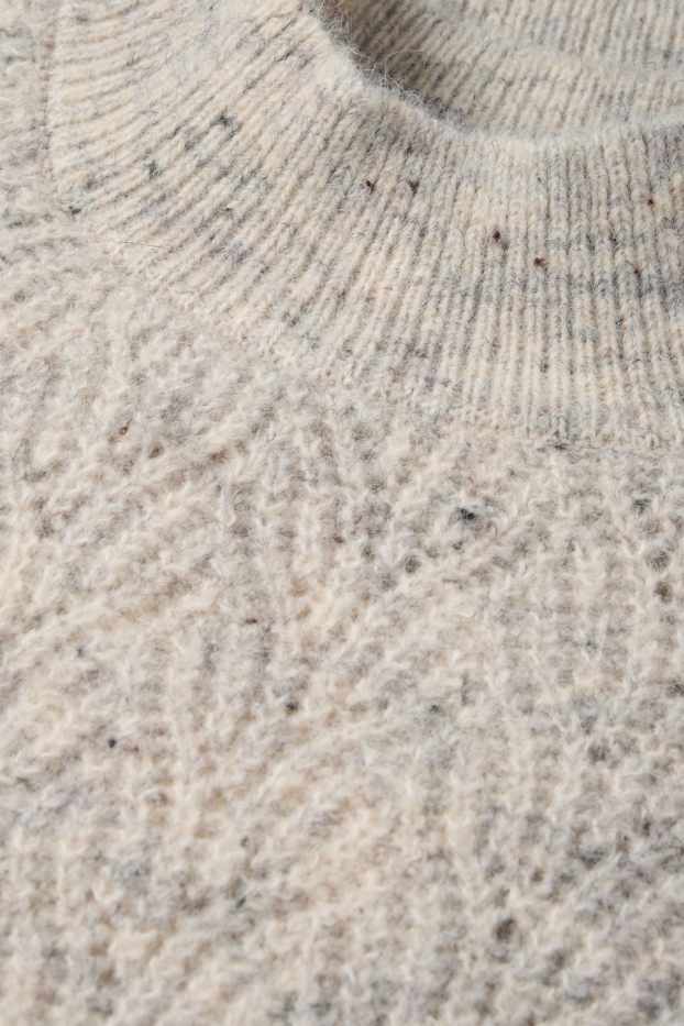 Women - Jumper - cable knit pattern - gray