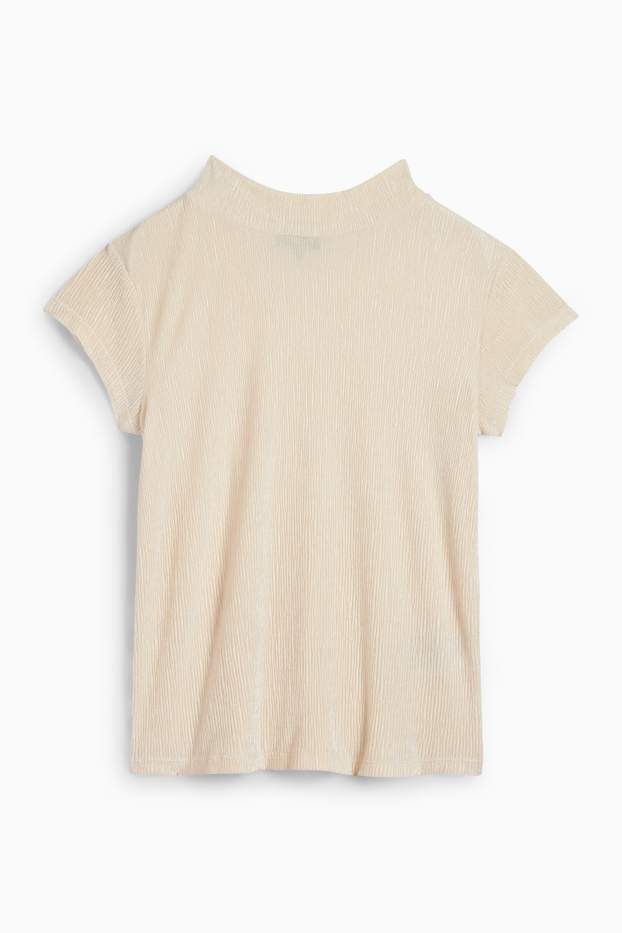 Femei - Tricou din catifea - regular fit - structurat - bej