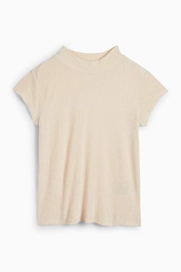 Femei - Tricou din catifea - regular fit - structurat - bej