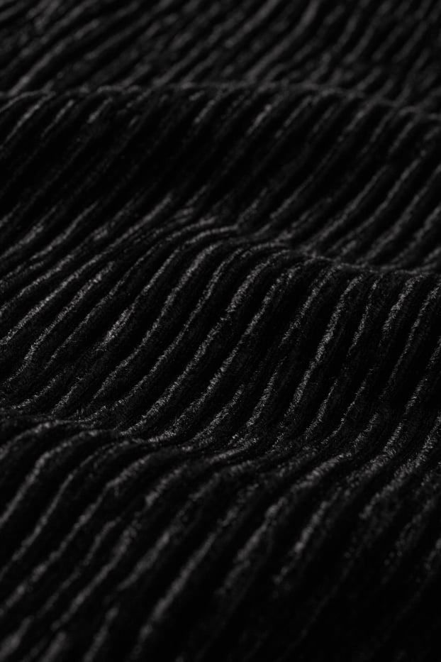 Dámské - Sametové tričko - regular fit - strukturované - černá