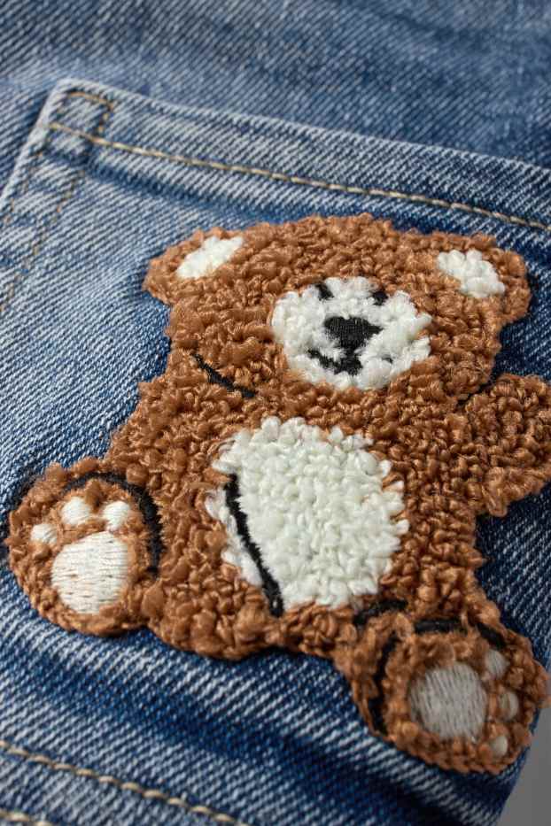 Bebeluși - băieți - Ursuleț - jeans cargo bebeluși - jeans termoizolanți - denim-albastru