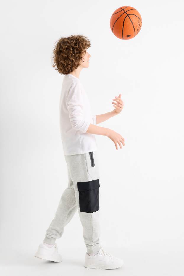 Copii - Băieți - Pantaloni de trening - gri deschis melanj