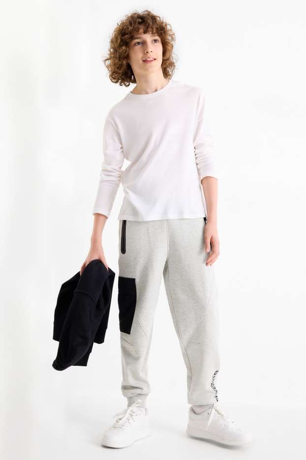 Copii - Băieți - Pantaloni de trening - gri deschis melanj
