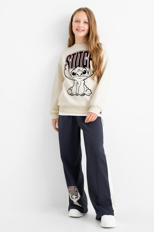 Copii - Fete - Lilo & Stitch - set - bluză de molton și pantaloni de trening - 2 piese - alb