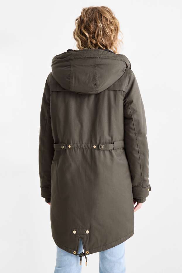 Femei - Parka cu glugă - căptușită - verde