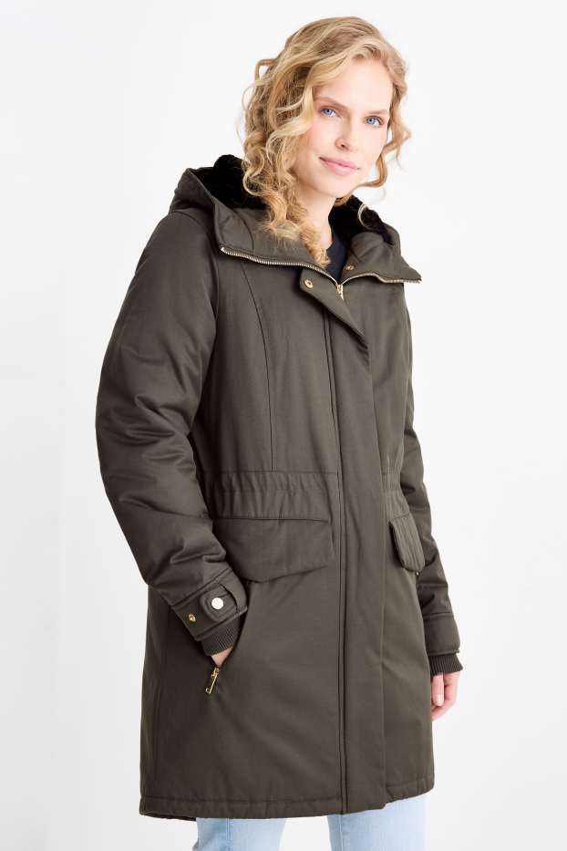 Femei - Parka cu glugă - căptușită - verde