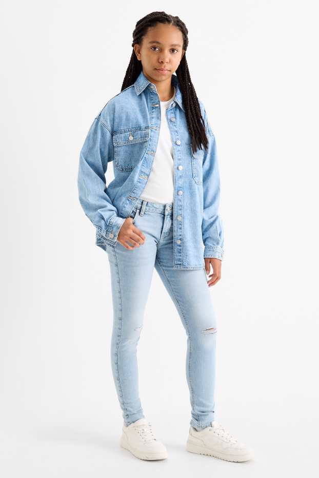 Copii - Fete - Skinny jeans - LYCRA® - denim-albastru deschis
