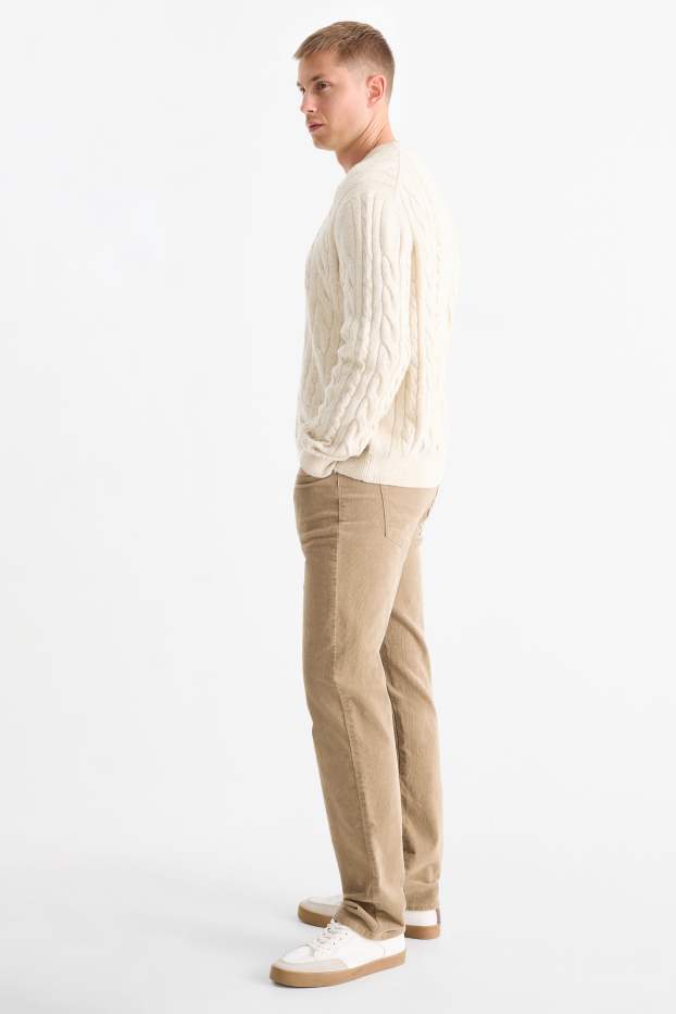 Men - Corduroy trousers - regular fit - taupe