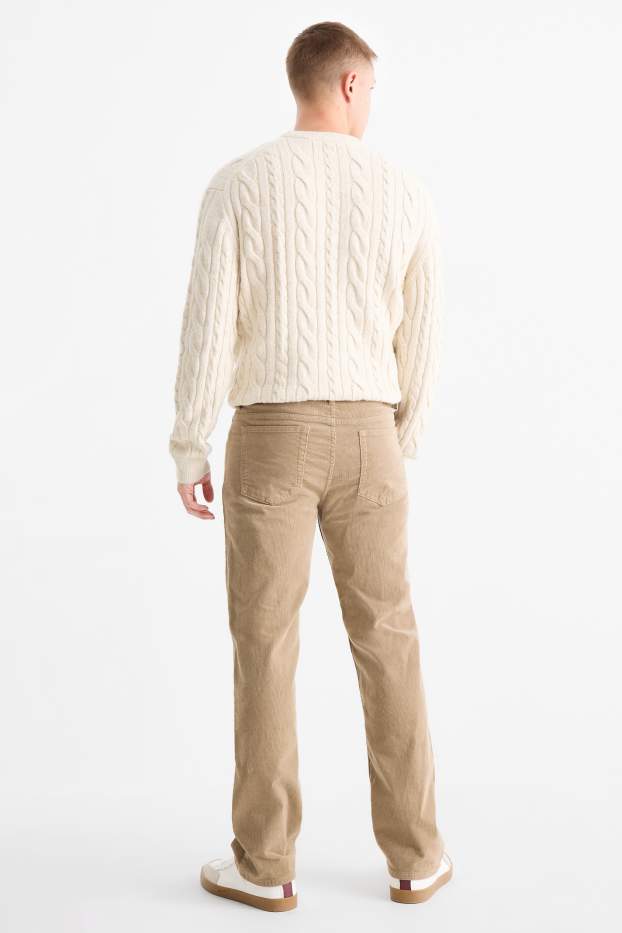 Men - Corduroy trousers - regular fit - taupe