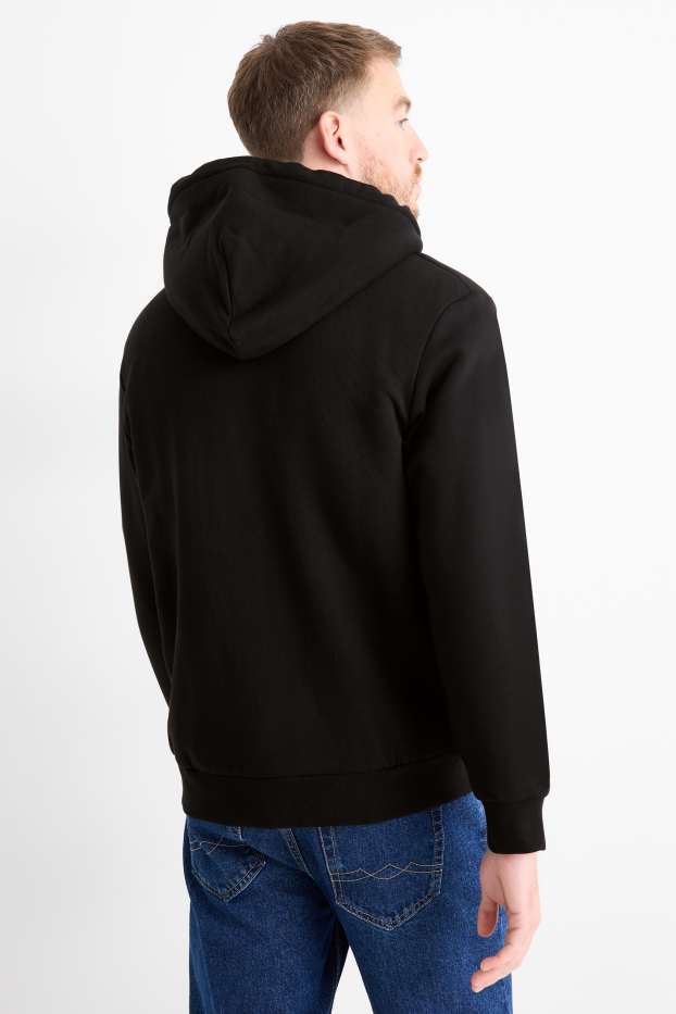 Uomo - Felpa con zip e cappuccio - foderato - nero