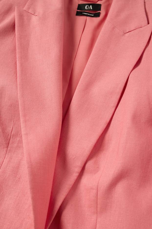 Femei - Blazer lung - relaxed fit - amestec de in - roz închis