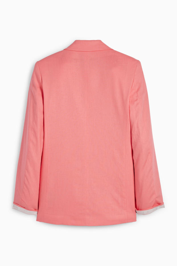 Femei - Blazer lung - relaxed fit - amestec de in - roz închis