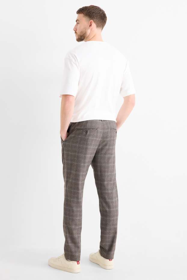 Bărbați - Chino - tapered fit - în carouri - gri-maro