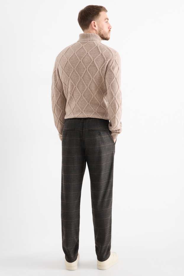 Bărbați - Chino - tapered fit - în carouri - gri închis