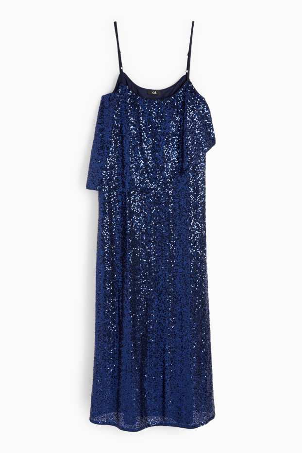 Femei - Rochie cu paiete - straight fit - albastru închis