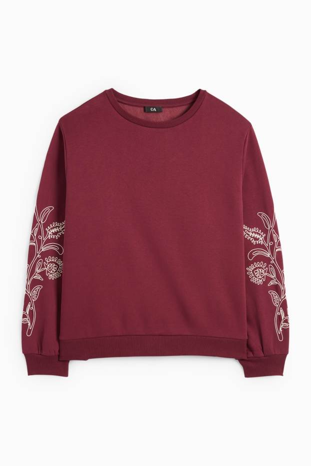 Femei - Bluză de molton - bordo