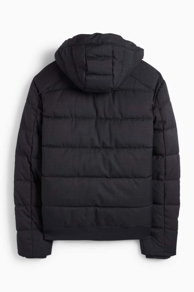 Men - Quilted jacket with hood - water-repellent - dark blue