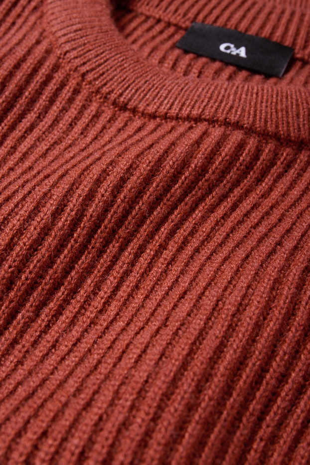 Herren - Pullover - gerippt - rostbraun