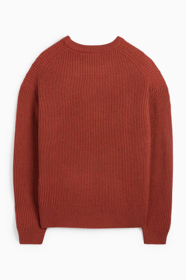 Herren - Pullover - gerippt - rostbraun