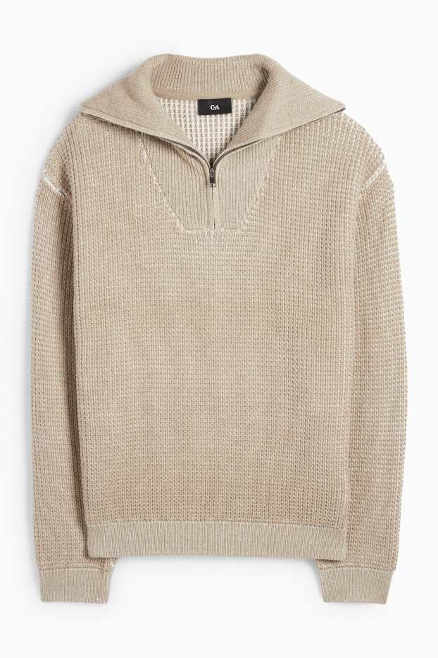 Heren - Trui - met structuur - beige