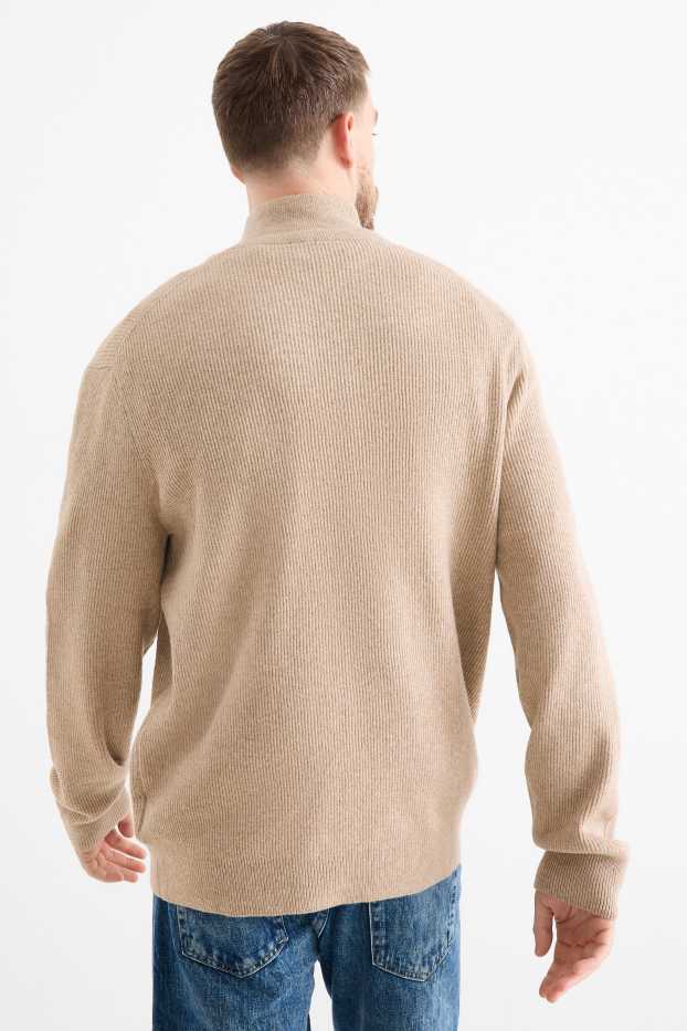 Herren - Pullover - gerippt - beige