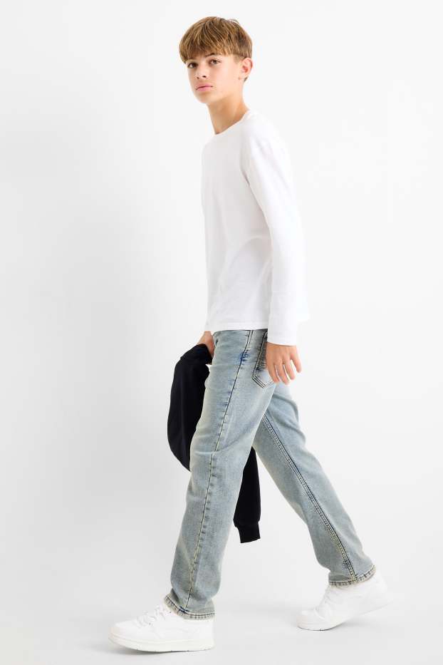 Copii - Băieți - Straight jeans - jeans termoizolanți - betelie extra îngustă - denim-albastru deschis