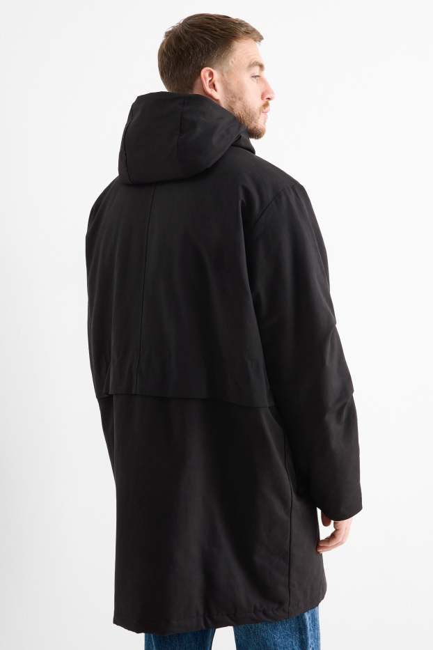 Bărbați - Parka cu glugă - căptușită - negru