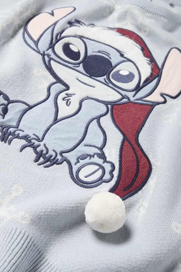 Copii - Fete - Lilo & Stitch - pulover cu motive de Crăciun - albastru deschis