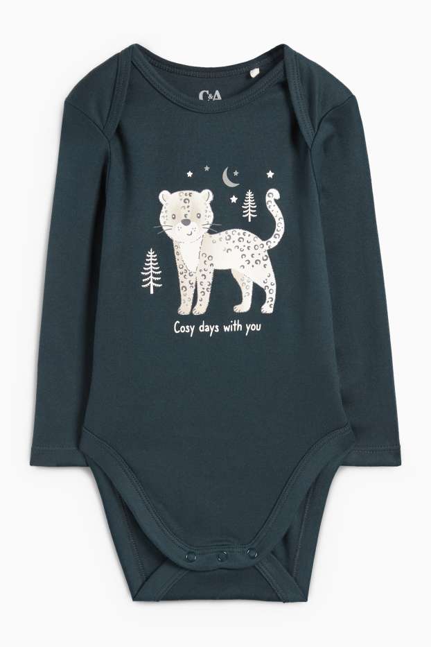 Unisex - Leopard - body bebeluși - verde închis