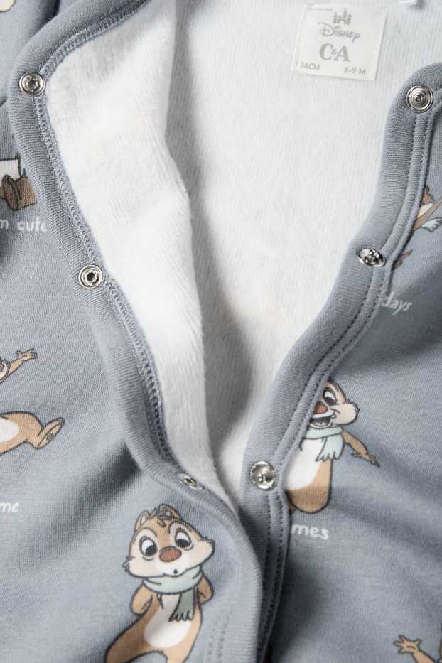 Unisex - Chip și Dale - pijama salopetă bebeluși - căptușită cu pluș - gri