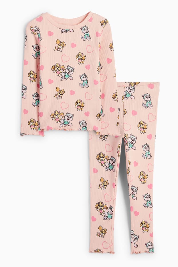 Copii - Fete - Patrula cățelușilor - Skye, Everest - pijama - reiată - 2 piese - roz