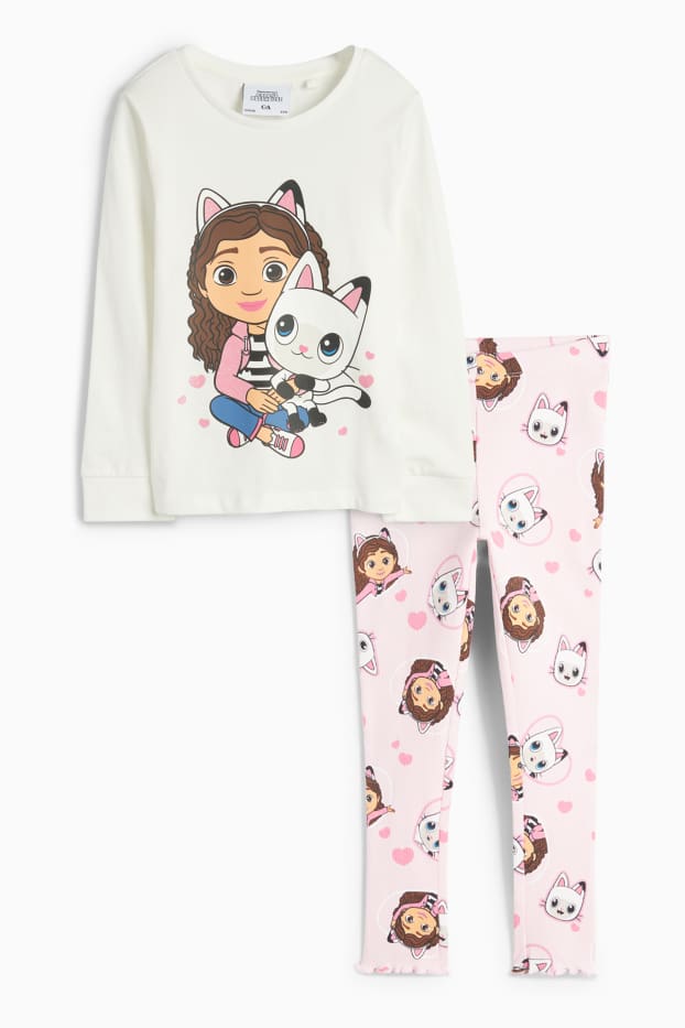 Unisex - Casa de păpuși a lui Gabby - pijama - 2 piese - alb / roz