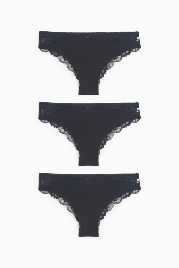 Women - Multipack of 3 - knickers - black
